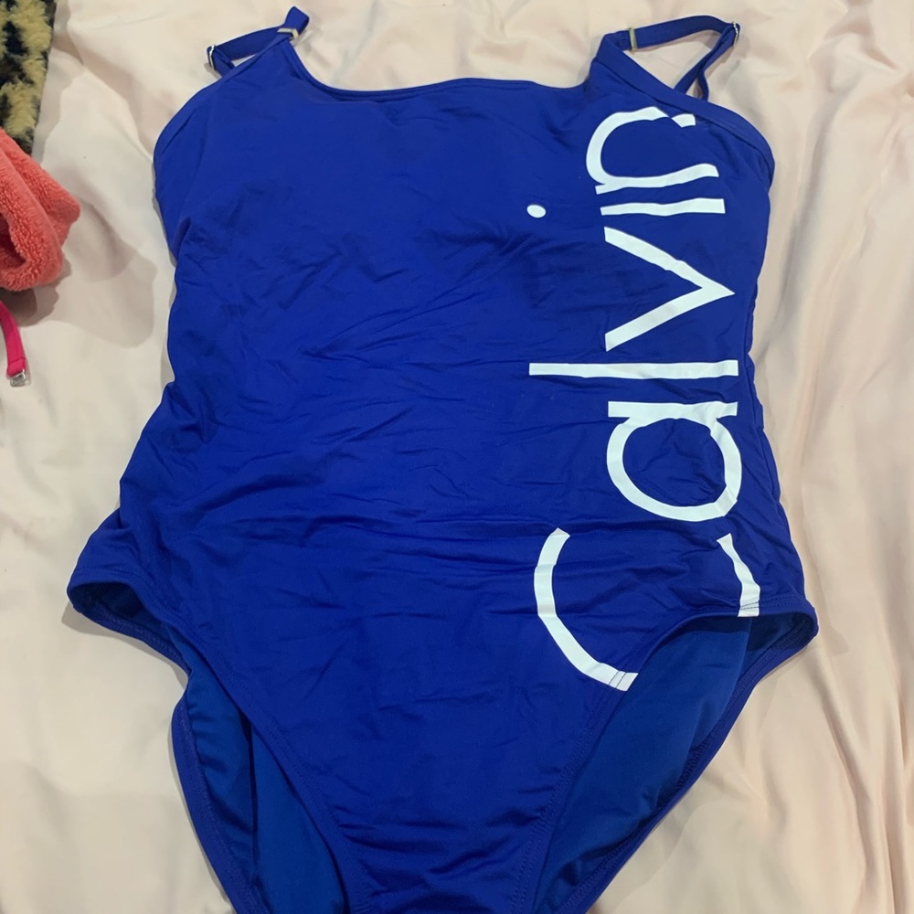 Blue Calvin Klein one piece swimsuit